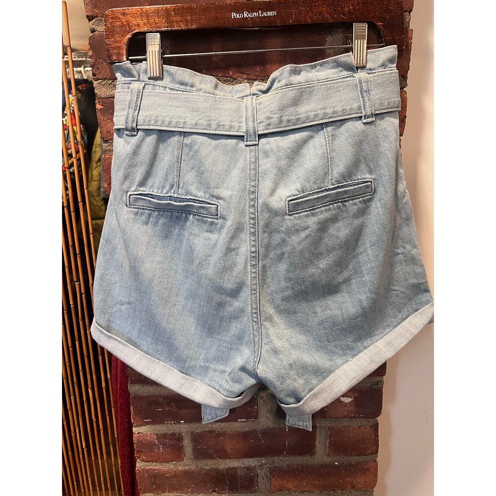 Express Extreme High Rise Paperbag Waist Belted Denim  Shorts Light Wash size 0 - Picture 5 of 6